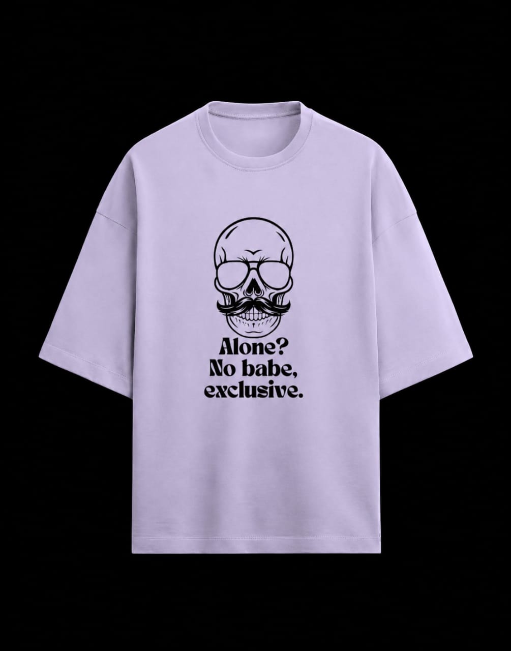 White oversized graphic t-shirt featuring skull print and bold attitude quote design for streetwear fashion