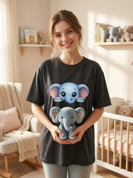 Cute Baby Elephant T-Shirt | Funny Peeking Elephant Graphic Tee | Unisex Kawaii Animal Shirt | Elephant Lover Gift Tee