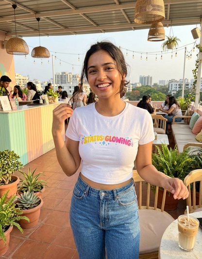 Status Glowing Bold Typography Baby Tee