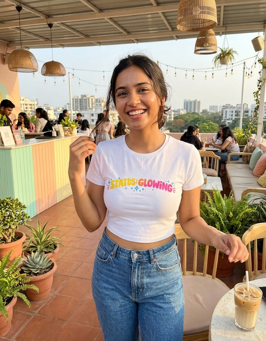 Status Glowing Bold Typography Baby Tee