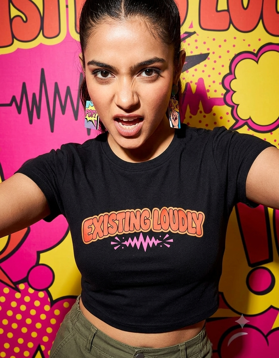 Existing Loudly Bold Typography Baby Tee