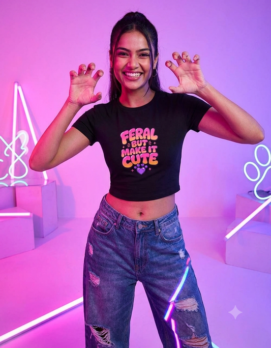 Feral But Make It Cute Funny Paw Graphic Tshirt