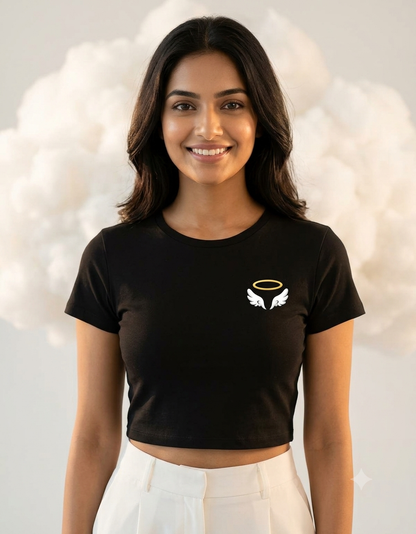 Angle Halo Wings Baby Tee | Aesthetic Crop Top For Girls