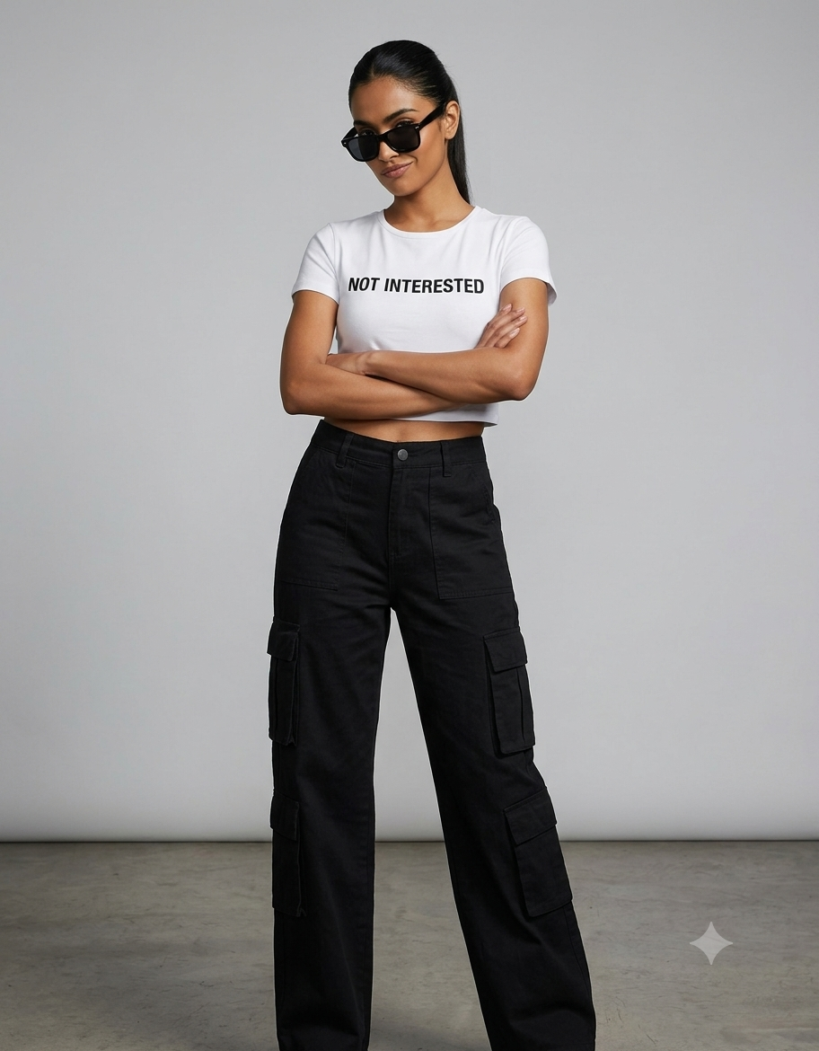 Not Interested Baby Tee For Genz | Premium Crop Top