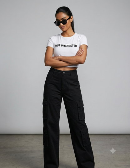 Not Interested Baby Tee For Genz | Premium Crop Top