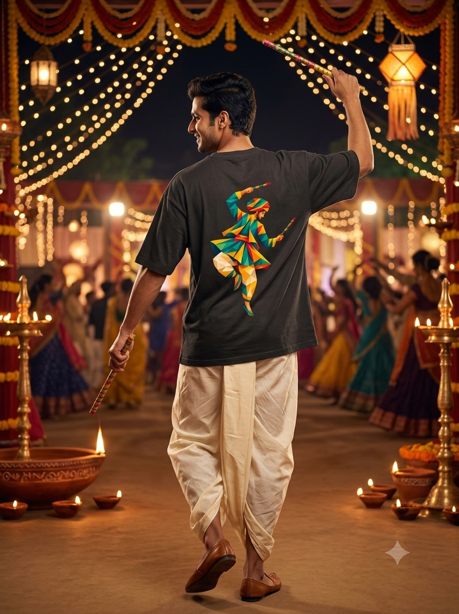 Geometric Dandiya Dancer Tshirt For Men