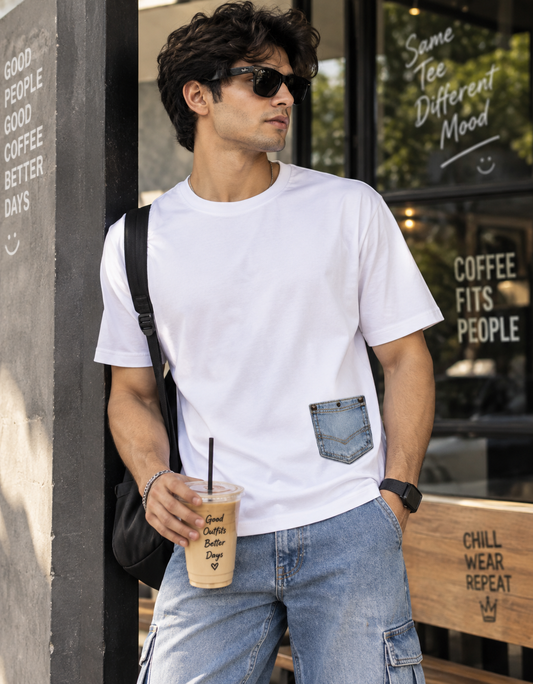 Denim Pocket Relaxed Fit Unisex Graphic Tee | Streetwear Tshirt India