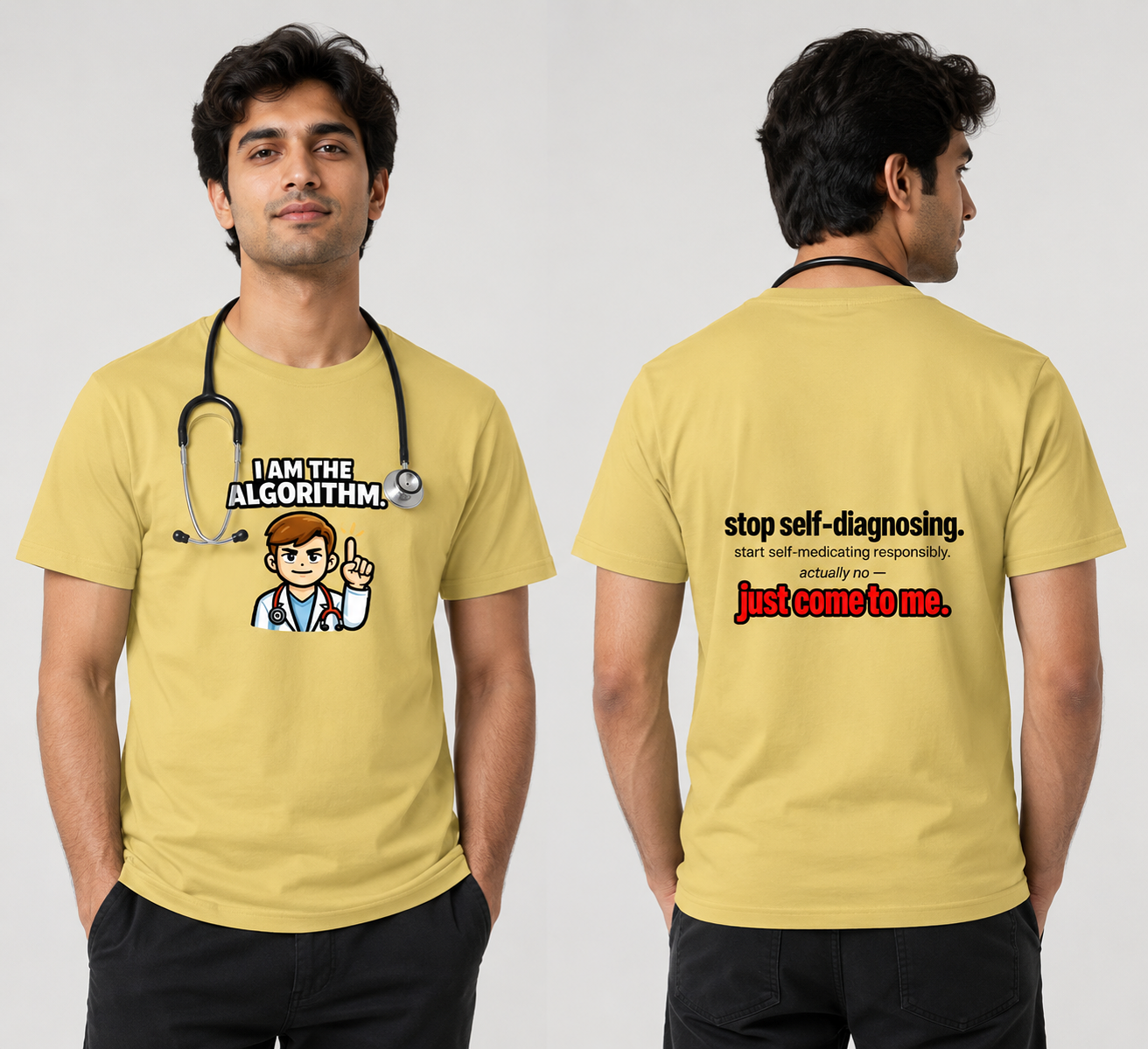 Front & Back Print I Am Algorithm Funny Doctor Graphic Tee | Nerr Streetwear