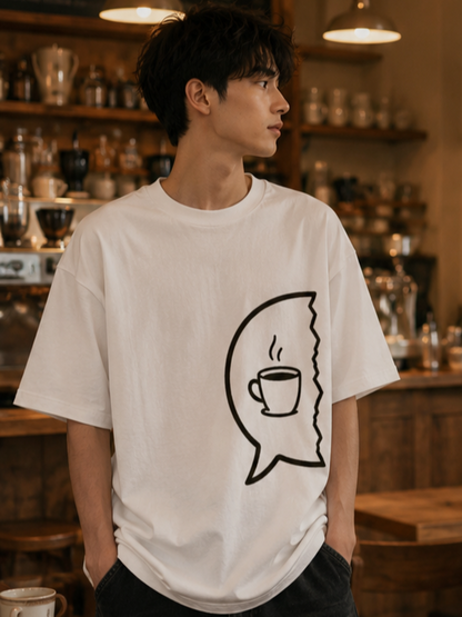 Matching Couple Tee - Coffee Cup Speech Bubble Design
