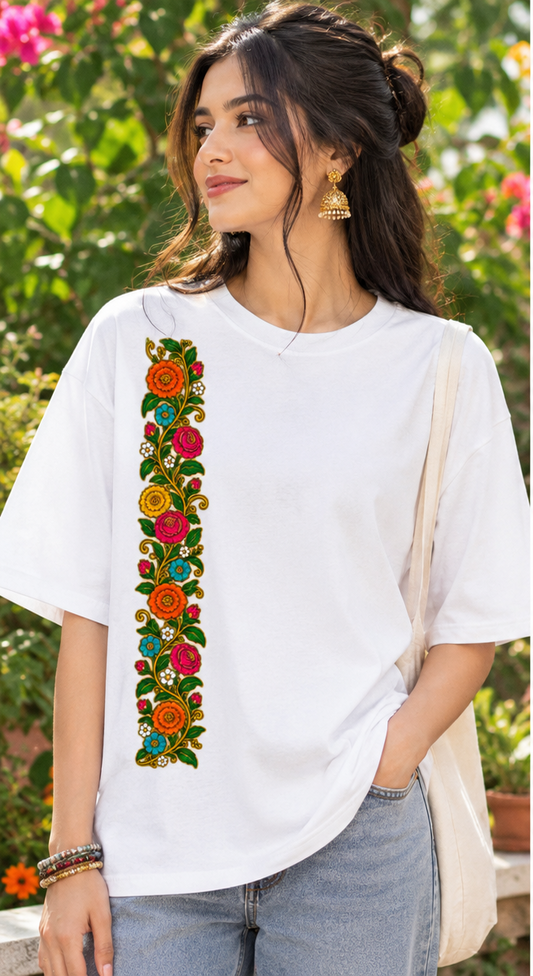 Flower Vein Print (no thread work) Oversized Tee