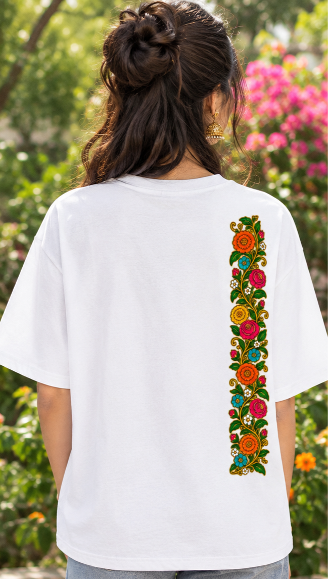 Flower Vein Print (no thread work) Oversized Tee