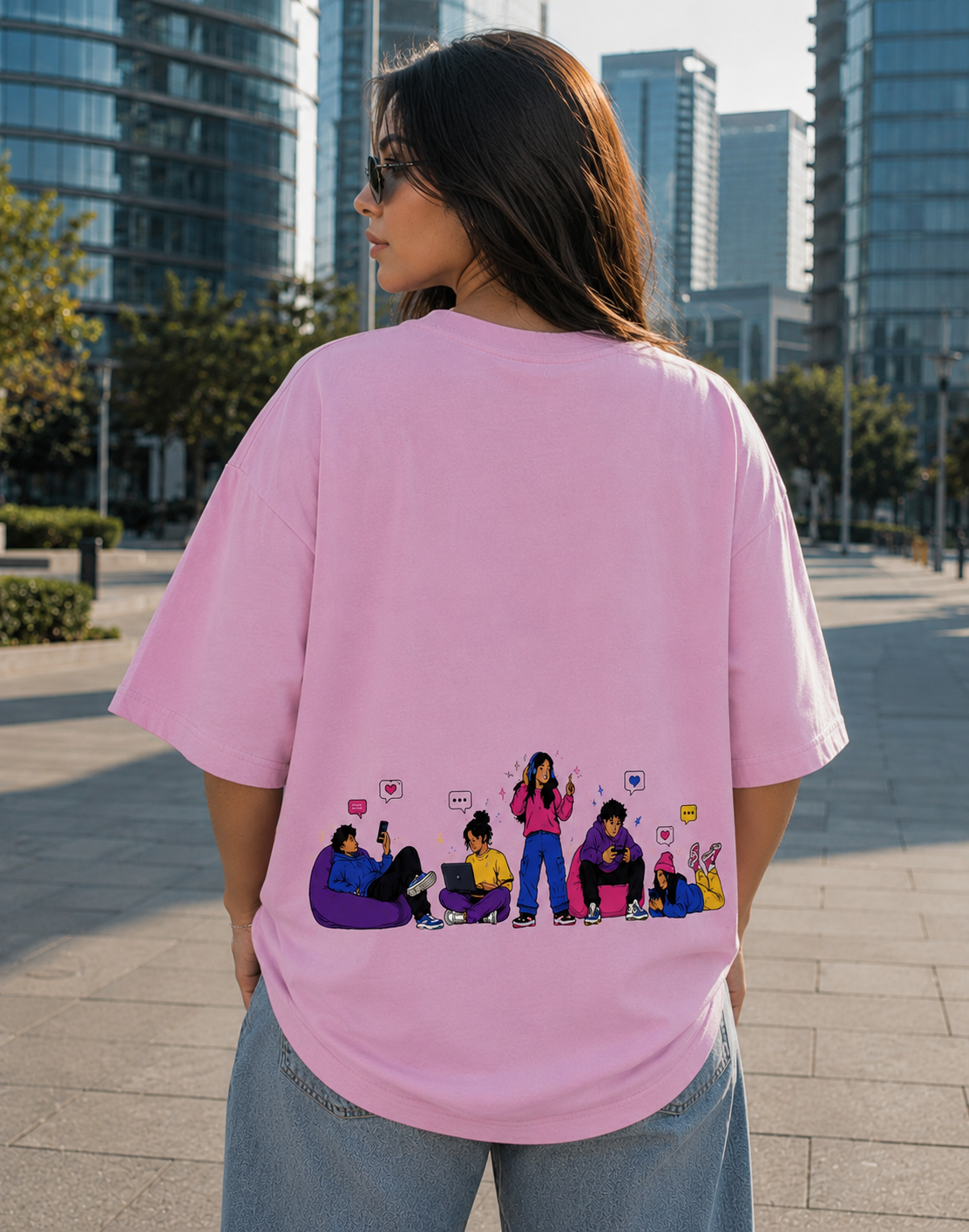 Gen Z Squad Oversized T-Shirt | Streetwear Front Back Print Tee for Friends