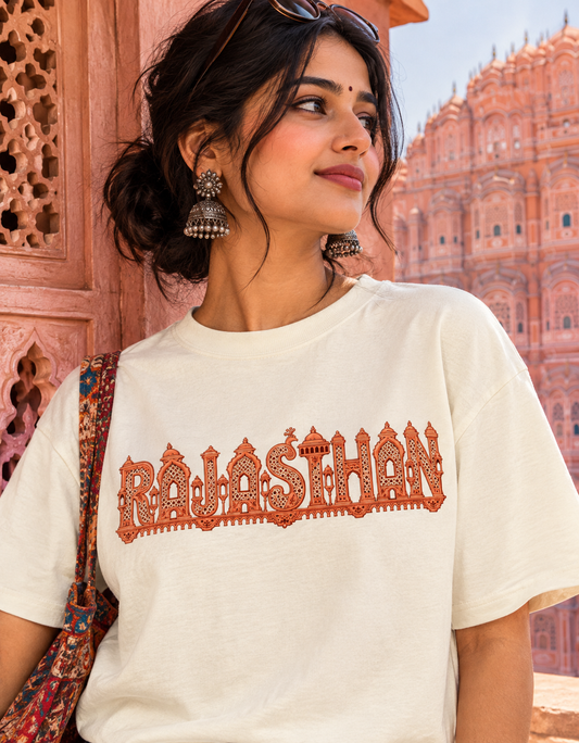 Rajasthan Jharokha Printed Graphic Oversized Unisex Tee