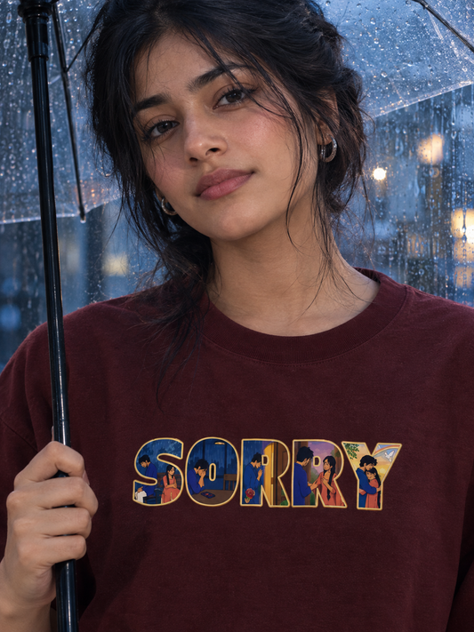 Sorry Printed Oversized Unisex Tee