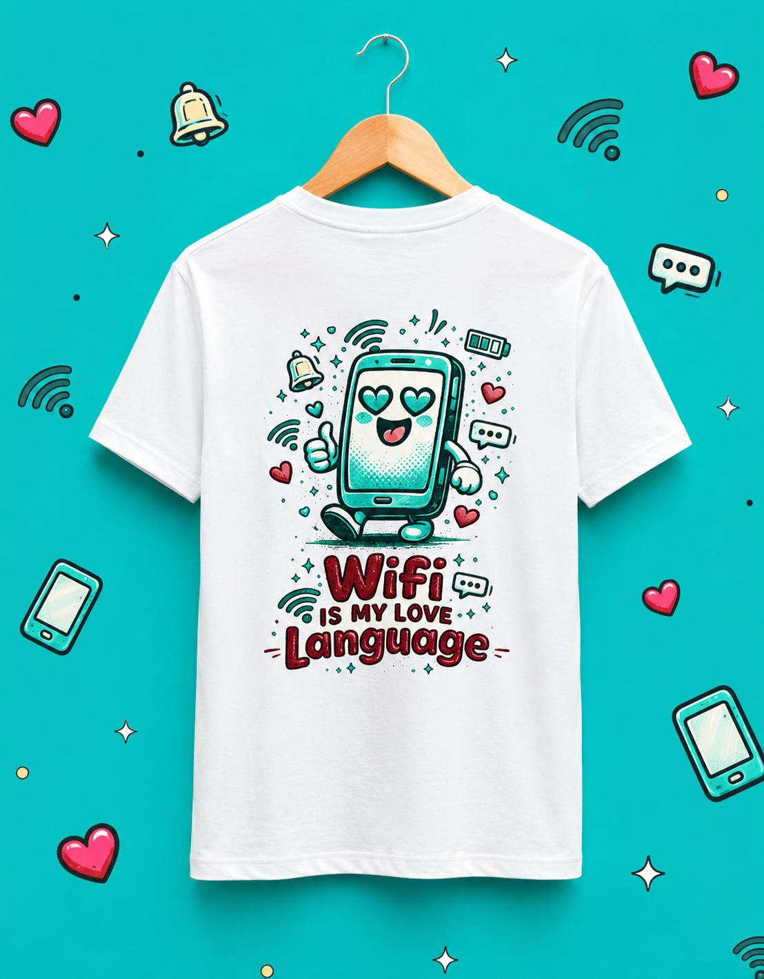 Front & Back Chronically Online T-Shirt | Funny WiFi Meme Unisex Cotton Te