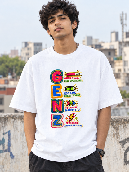 Genz Printed Graphic Oversized Tee