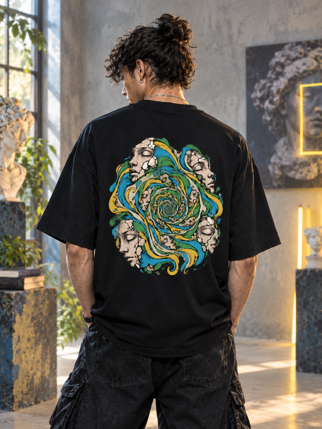 Spiral Faces Oversized T-Shirt