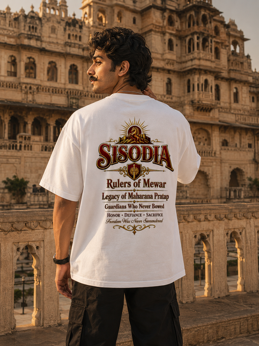 Sisodia Rajput Heritage T-Shirt — Rulers of Mewar | Maharana Pratap Tribute Oversized Tee