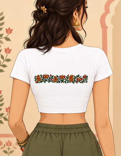 Flower Vein Printed (no thread work) Fitted Genz Tee