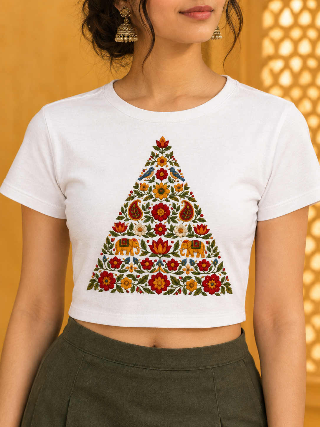 Pyramid Flower Print ( no thread work) Baby Tee