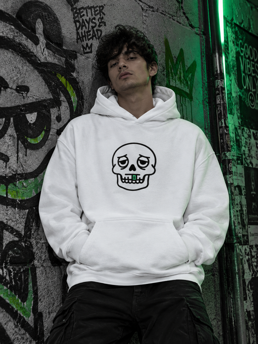 Skull Minimal Print Pullover Hoodie