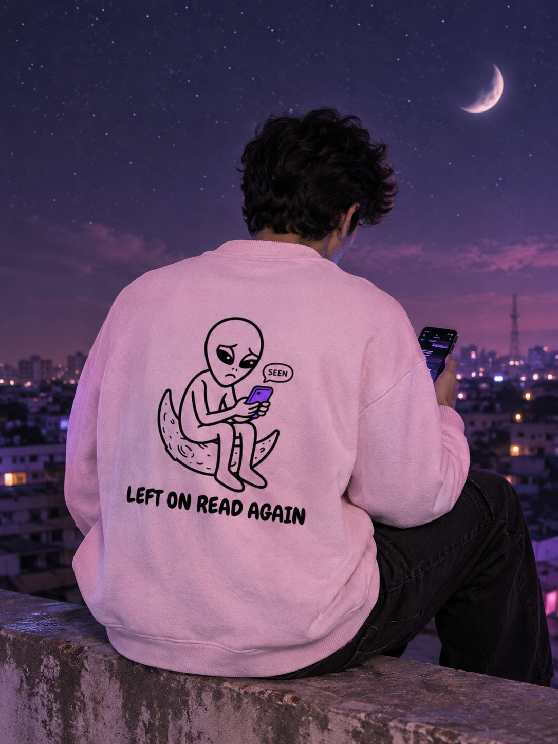 Sleepy Alien Printed Sweatshirt
