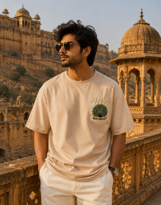 Realistic Peacock Pocket Print Tee