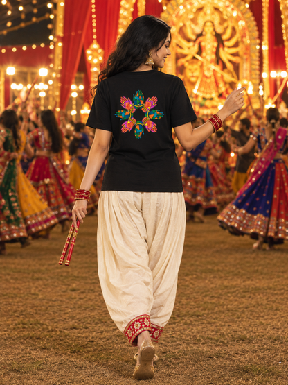 Durga Eyes Minimal Navratri Poly Cotton Tee