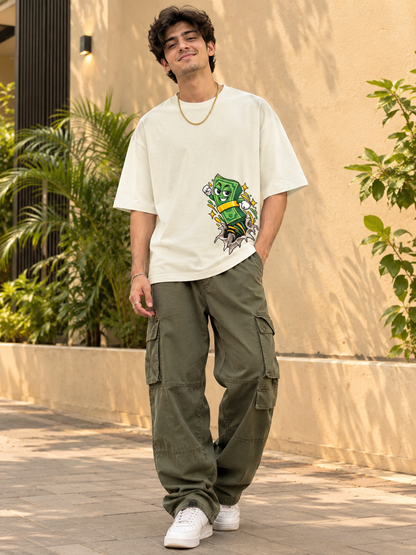 Cash Bundle Torn Rip Print Oversized T-Shirt