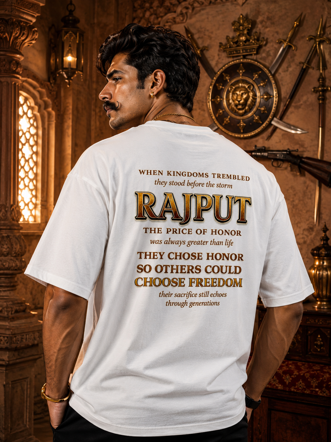 Front & Back Print | Eternal Rajput T-Shirt | Blood Writes What History Remembers – Oversized Tee