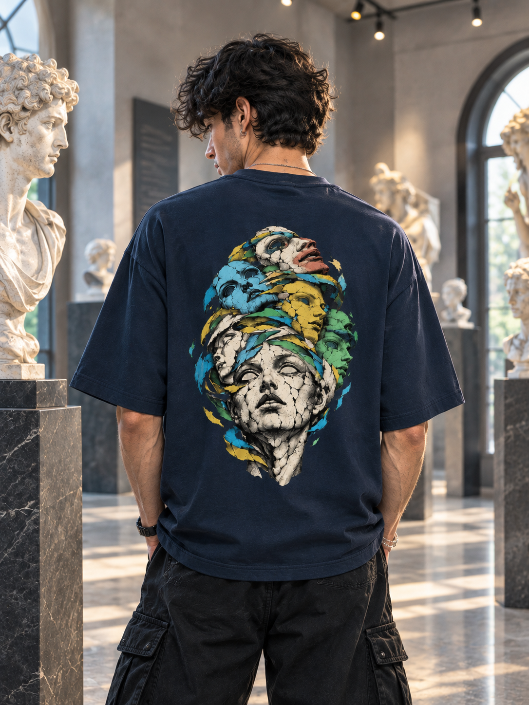 Face Printed Drop Shoulder Oversized Tee