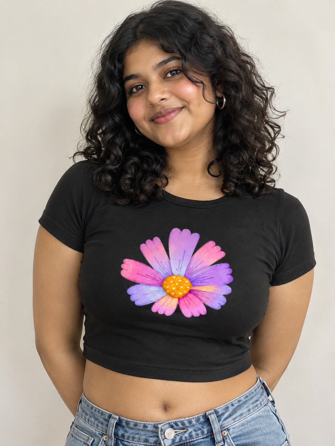 Floral Print Baby Tee For Women | Soft Crop Top For Women