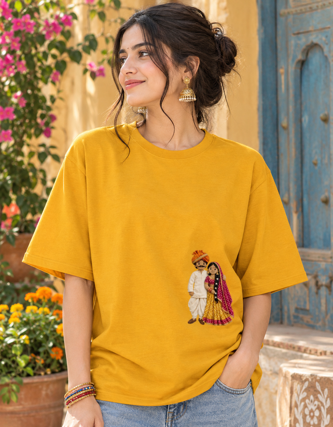 Couple Printed (no thread work) Oversized Unisex Tee