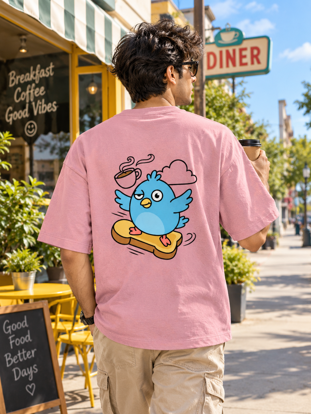 Chill Bird Sunglasses Drop Shoulder Oversized Tshirt