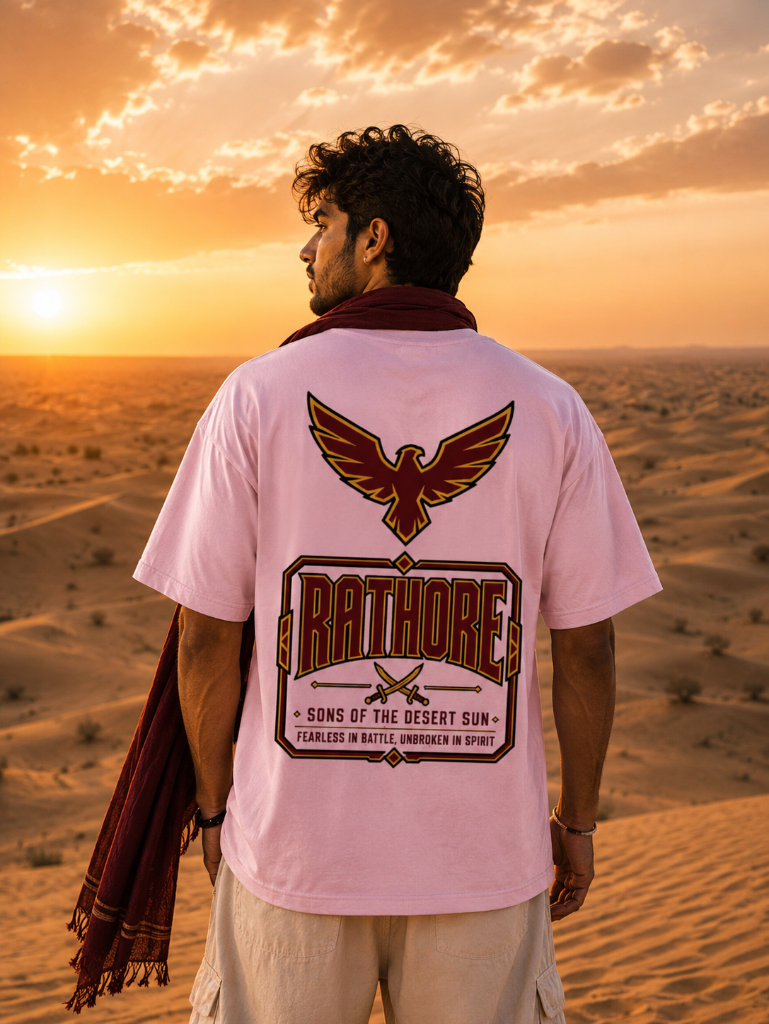 Front & Back Printed Rathore Oversized T-Shirt