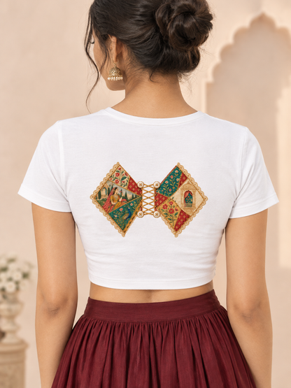Indian Miniature Art Corset Print( no patchwork) Back Tee
