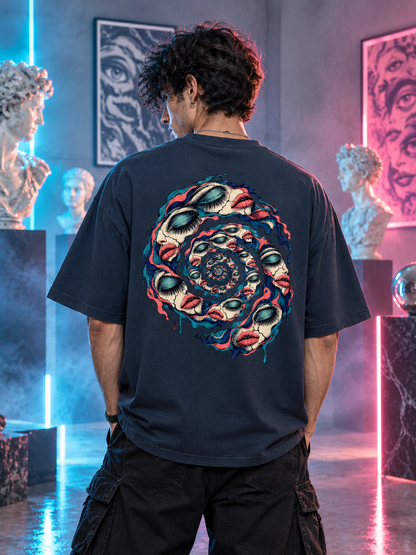 Spiral Eyes And Lips Oversized T-Shirt