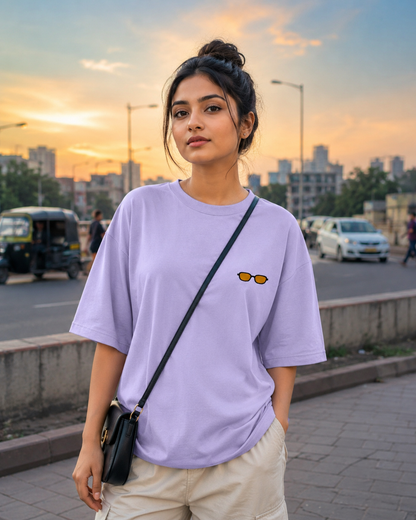 City Hustle Oversized T-Shirt | Sunglasses Front Print, Street Life Back Graphic | NERR Streetwear