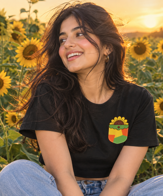 Sunflower Pocket Print Baby Tee