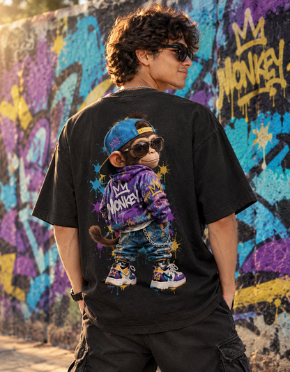 Monkey Print Oversized Cotton T-Shirt for men | Premium Streetwear
