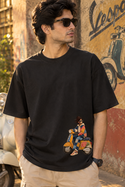 Genz Scooter Print( no thread work) Oversized Unisex Tee