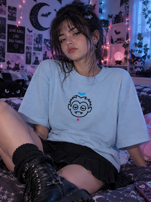 Vampire Printed Drop Shoulder Oversized Tee
