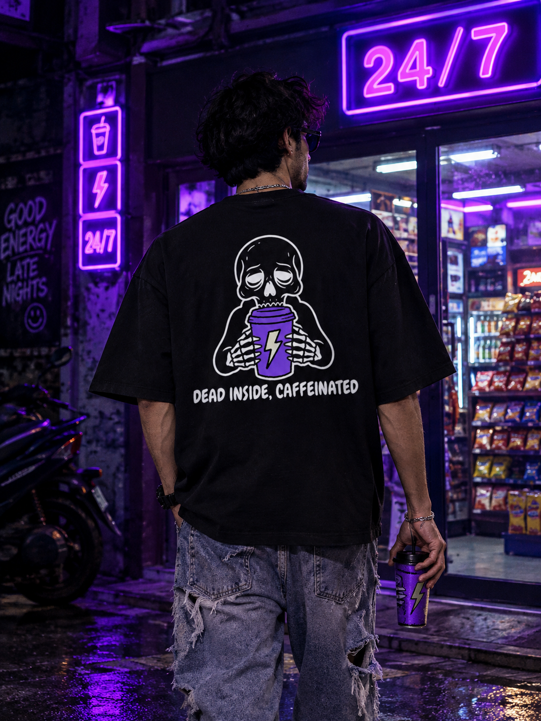 Skeleton Drop Shoulder Oversized Tee