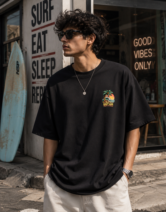 Salt Air State Of Mind Retro Beach Pocket Tee