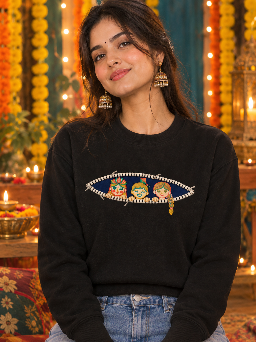 Peeking Kids Print (no thread work) Sweatshirt