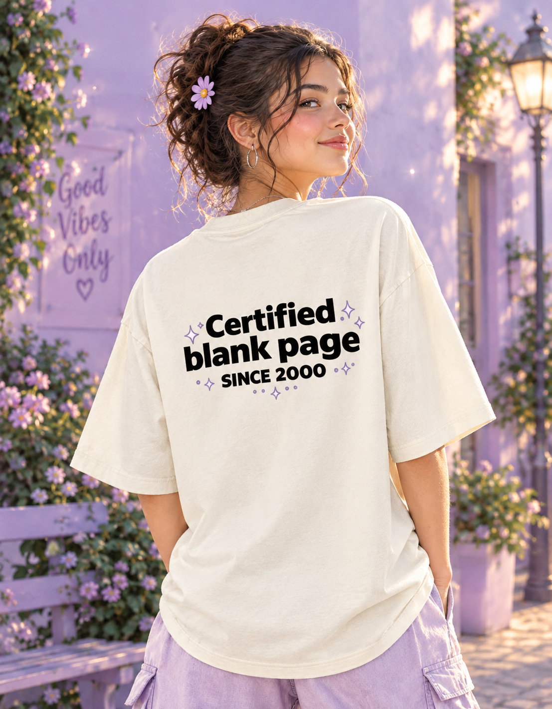 Front & Back Print | Certified Blank Page Since 2000 Skull Graphic Oversized Tshirt | Genz Humor Streetwear