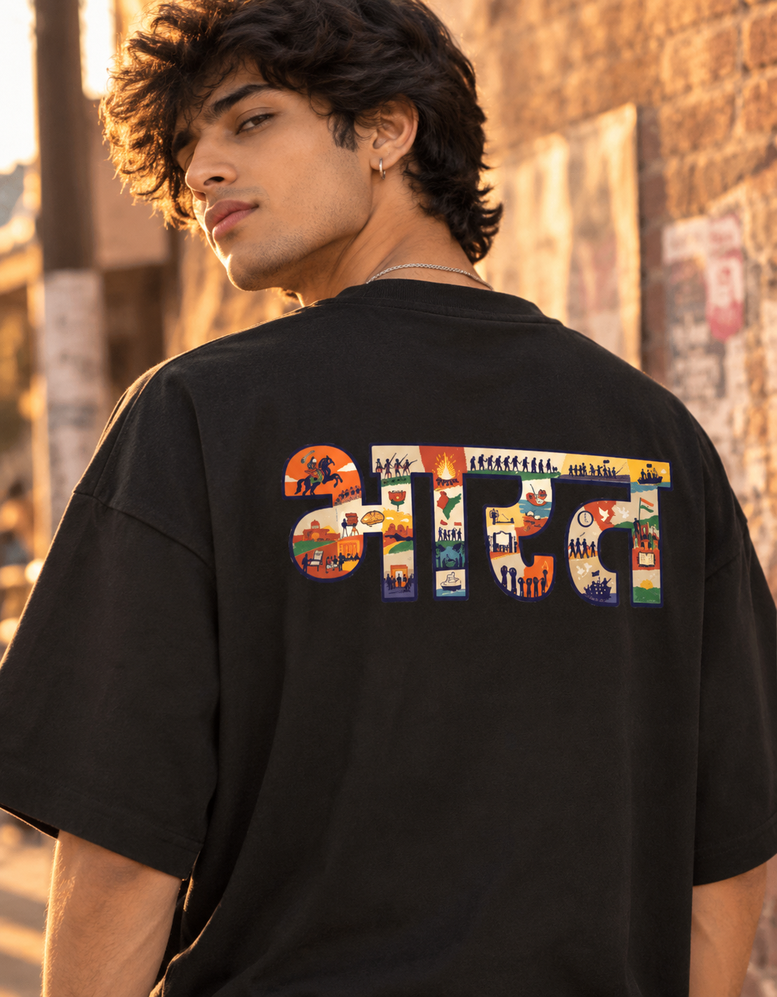 Bharat Printed Drop Shoulder Tee
