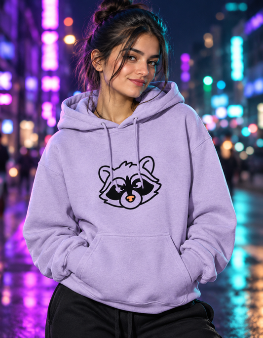 Angry Raccoon Hoodie | Minimal Chest Print Hoodie