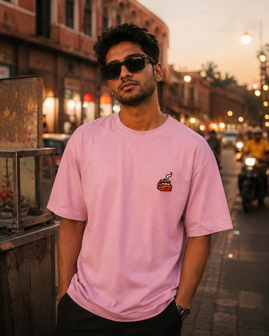 "Midnight Momos Oversized Tee – Street Food Vibes | Front & Back Print | NERR Streetwear"