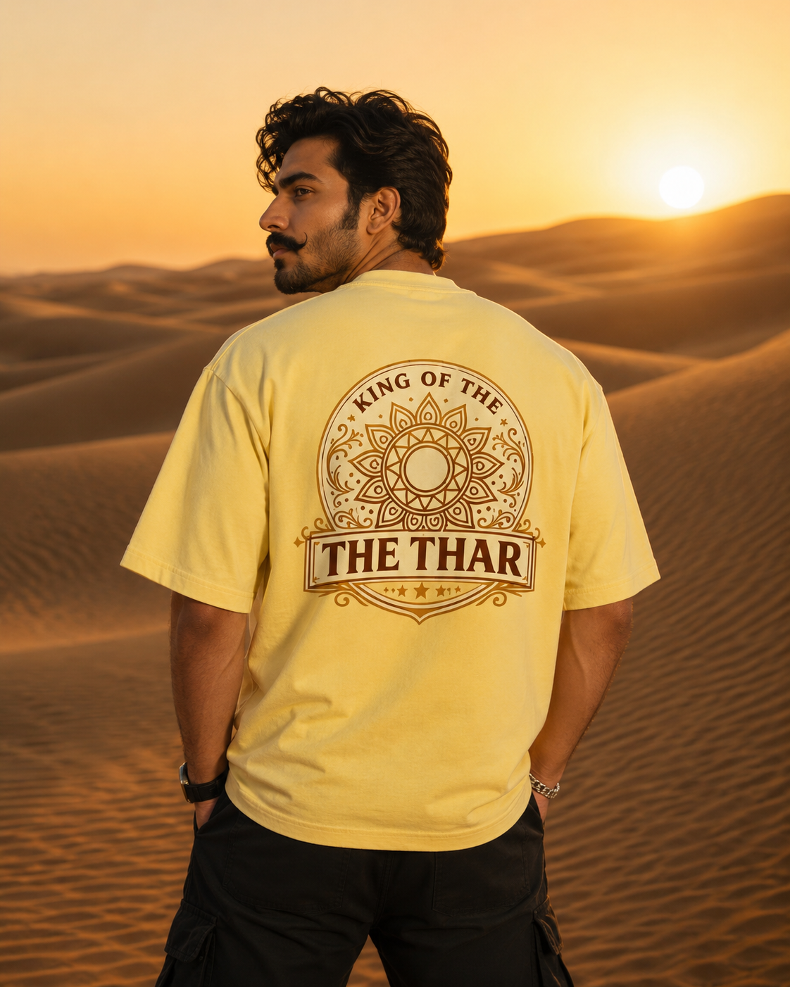 Front & Back Printed King of the Thar - Rathore Oversized T-Shirt | Rajputana Warrior Streetwear – NERR